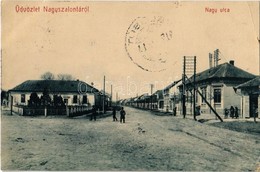 T2/T3 Nagyszalonta, Salonta; Nagy Utca, üzlet, "Balra Hajts" Tábla. W.L. 1591. / Street, Shop (EK) - Non Classés