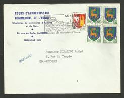 GUERET & AGEN / Lettre Imprimé / Tarif 0.20 / AUXERRE 13.09.1966 - 1941-66 Coat Of Arms And Heraldry
