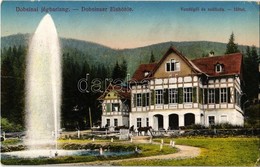 T3 Dobsina, Dobschau; Hotel Jégbarlang Szálloda és Vendéglő, étterem, Szökőkút / Hotel, Restaurant, Fountain (fa) - Ohne Zuordnung
