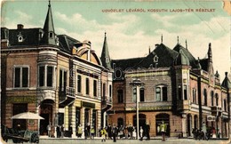 T3 1916 Léva, Levice; Kossuth Lajos Tér, Központi Kávéház, Róth K. üzlete / Square, Café, Shops (EB) - Non Classés