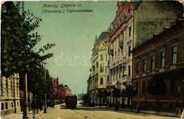 T2/T3 1912 Pozsony, Pressburg, Bratislava; Stefánia út, Villamos / Street, Tram (kopott Sarkak / Worn Corners) - Non Classés