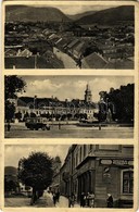 * T3/T4 1938 Rozsnyó, Roznava; Utca, Busz, Schnitzer élő Halak üzlete, Bank / Streets, Autobus, Spisska Banka U.S., Bank - Unclassified