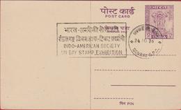 Postwaardestuk Entier Postal Postal Stationery Card Ganzansache India Postal Stationery Ashoka 15p Indo American Society - Inland Letter Cards