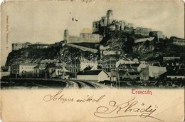 T4 1899 Trencsén, Trencín; Vár, Vasúti Pálya. Gansel Lipót 11. / Trenciansky Hrad / Castle, Railway Line, Railroad Track - Non Classés