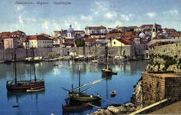 T2 1917 Dubrovnik, Ragusa; Stadthafen / Port, Harbor, Boats, Sailing Vessels + "K.u.K. Kraftwagenkolonne Nr. 35." "K.u.K - Ohne Zuordnung