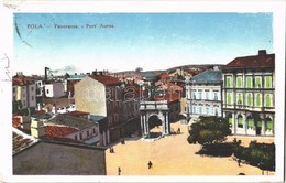 T2/T3 Pola, Pula; Panorama, Port'Aurea / Square, Gate. G. C. 1912/13. (EK) - Non Classés