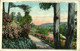 * T2/T3 1933 Los Angeles, California, Elysian Park, Flower Bordered Walks And Drives (EK) - Unclassified