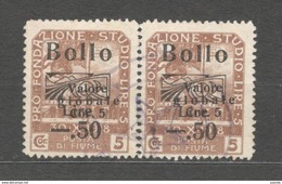 FIUME Marca Da Bollo /Revenue Stamps 5 Coron./Lire 5/-.50 Used - Fiume