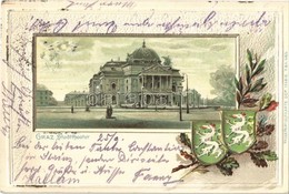T2 1905 Graz, Stadttheater / Theatre, Coat Of Arms. Passepartoutkarte Dep. 123818. R. & K. Art Nouveau Emb. Litho - Ohne Zuordnung