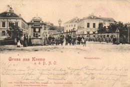 T2/T3 1901 Krems An Der Donau, Wienerbrücke, Tabakfabrik, Franz Fahrthofer Gasthaus / Bridge, Tobacco Shop And Restauran - Non Classés