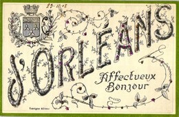 T2/T3 Orleans, Affectueux Bonjour, Coat Of Arms, Greeting Card, Floral (EK) - Ohne Zuordnung