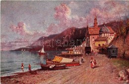 ** T1/T2 Amalfi, Veduta Dal Mare / Coast, Boats, Art Postcard S: Pittore G. Carelli - Non Classés