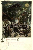 T2/T3 1907 Bolzano, Bozen (Südtirol); Batzenhäusl / Humorous Drunk Art Postcard At Night. Art Nouveau + Hátoldalon, Kall - Non Classés