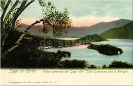 ** T1 Lago Di Como, Veduta Generale Del Lago, Dali' Isola Comacina Fino A Bellagio / General View, Lake, Island, Litho H - Non Classés