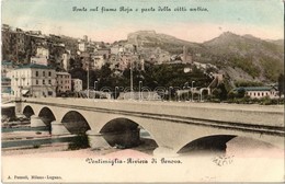 T2/T3 1903 Ventimiglia, Riviera Di Genova, Ponte Sul Fiume Roja E Parte Della Cittá Antica / Bridge, General View (EK) - Non Classés