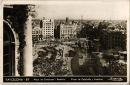 T2/T3 1935 Barcelona, Plaza De Cataluna Y Ramblas / Catalonia Square And Ramblas (EK) - Non Classés