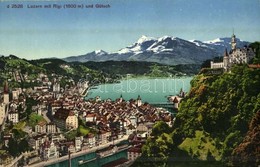 ** T2/T3 Lucerne, Luzern; Rigi Und Gütsch / General View, Mountain, Castle (Rb) - Non Classés