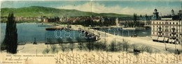 * T3 1902 Zürich, Panorama, Quaibrücke Mit Alpenquai Und Uetliberg / Quay, Bridge. Folding Panoramacard (Rb) - Ohne Zuordnung