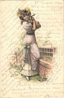 T2 1904 Lady With Rabbit, Emb. Litho - Non Classés