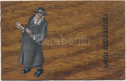 T3 1898 Rabbi, Héber Felirattal. Kézzel Rajzolt és Festett Egyedi Lap Fakéregből / Rabbi, Hebrew Text. Custom Made Hand- - Ohne Zuordnung