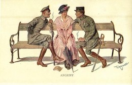 ** T2/T3 Angriff / Lady With Dachshund Dog, Flirting German Military Officers. M. Munk Wien Nr. 1118. S: Zasche - Non Classés