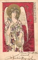 * T2 1900 Serenade / Art Nouveau Angel With Lute S: Kieszkow - Non Classés