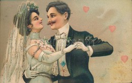 T2/T3 Romantic Couple Dancing, P.F.B. No. 6949 Relief / No. 6952 Brillant, Decorated Emb. Litho (fl) - Ohne Zuordnung