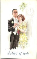 T2 Italian Art Postcard, New Year, Couple, E.A.S.B. 111/4. S: Usabal - Unclassified