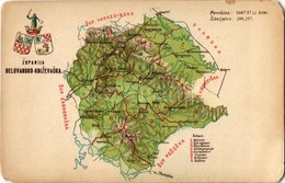 ** T3/T4 Belovár-Kőrös Vármegye Térképe. Kiadja Károlyi Gy. / Zupanija Belovarsko-Krizevacka / Map Of Bjelovar-Krizevci  - Unclassified