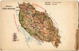 ** T3/T4 Lika-Korbava Vármegye Térképe. Kiadja Károlyi Gy. / Zupanija Licko Krbavska / Map Of Lika-Krbava County (r) - Sin Clasificación