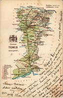 T3 1901 Temes Vármegye Térképe. Kiadja Károlyi Gy. / Map Of Timis County (EB) - Sin Clasificación