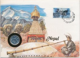 Nepál 1975. 5p, Felbélyegzett Borítékban, Bélyegzéssel, Német Nyelvű Leírással T:2 Nepal 1975. 5 Paisa In Envelope With  - Ohne Zuordnung