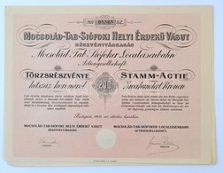 Budapest 1906. "Mocsolád-Tab-Siófoki Helyi Érdekű Vasút Részvénytársaság" Törzsrészvénye 200K-ról Szelvényekkel és Szára - Unclassified