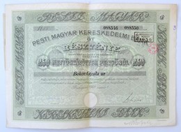 Budapest 1928. "Pesti Magyar Kereskedelmi Bank" öt Részvénye Egyben, összesen 250P-ről, Névre Szóló, Szelvényekkel, Szár - Sin Clasificación