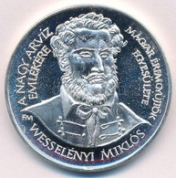 Fritz Mihály (1947-) 1988. "MÉE - A Nagy árvíz Emlékére - Wesselényi Miklós / Pesti árvíz 1838" Jelzett Ag Emlékérem (36 - Non Classés