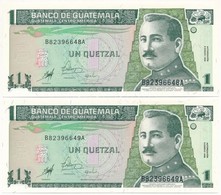 Guatemala 1998. 1Q (2x) Sorszámkövetők T:I Guatemala 1998. 1 Quetzal (2x) Sequential Serials C:UNC Krause 99 - Ohne Zuordnung