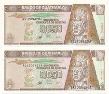 Guatemala 1998. 0,5 Q (2x) Sorszámkövetők T:I Guatemala 1998. 0,5 Quetzal (2x) Sequential Serials C:UNC Krause 98 - Non Classés