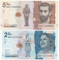 Kolumbia 2017. 5MP + 2018. 2MP T:I,III Vasalva Colombia 2017. 5 Mil Pesos + 2018. 2 Mil Pesos C:UNC, F Ironed - Ohne Zuordnung