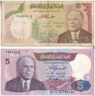 Tunézia, 1980. 5D + 1983. 5D T:III,III- Tunisia 1980. 5 Dinars + 1983. 5 Dinars C:F,VG - Unclassified