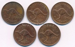 Ausztrália 1944. 1p Br T:2- + 1961-1964. 1p Br (4xklf) T:2,2- Australia 1944. 1 Penny Br C:VF + 1961-1964. 1 Penny Br (4 - Sin Clasificación