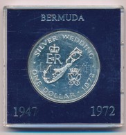 Bermuda 1972. 1D Ag "II. Erzsébet / Ezüstlakodalom" Dísztokban T:BU Fo. Bermuda 1972 1 Dollar Ag "Elizabeth II / Silver  - Unclassified