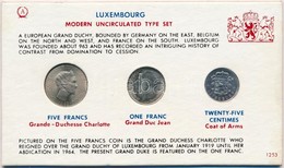 Luxemburg 1962. 5 Fr + 1963. 25c + 1965. 1Fr Forgalmi érmék Karton Tokban T:1-,2- Luxembourg 1962. 5 Francs + 1963. 25 C - Non Classés