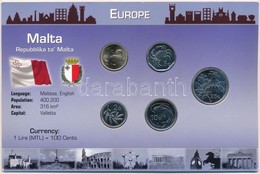 Málta 2001-2006. 1c-25c (5xklf) Forgalmi Sor Kartonlapon T:1,1-  Malta 2001-2006. 1 Cent - 25 Cents (5xdiff) Coin Set On - Non Classés