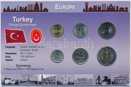 Törökország 2005. 1k-1L (6xklf) Forgalmi Sor Kartonlapon T:1,2  Turkey 2005. 1 Kurush - 1 Lira (6xdiff) Coin Set On Card - Non Classés