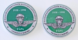 1998. "Magyar Ejtőernyősök Bajtársi Szövetsége - Veterán Csoport / 1938-1998 - Pápa" Kitűző (2x) (37,5mm) T:1 - Non Classés