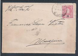 Cover De Aljustrel De 1908. Stamp De 25 Réis De D. Carlos I. Messejana. Cover Aljustrel Dates From 1908. 25 Reis Stamp. - Lettres & Documents