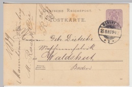 (18309) Ganzsache DR 1889 V. M. Rose & Comp. Mannheim - Enteros Postales