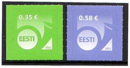 Estonia 2011 . Defin. Post Horn. 2v: 0.35 -light Green, 0.58-blue. Michel # 701-02 - Estland