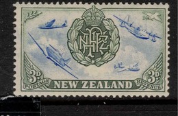 NZ 1946 3d Tail Rudder Flaw SG 671a UNHM #BIR27 - Ongebruikt
