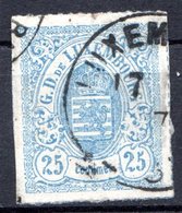 LUXEMBOURG - 1865-73 - N° 20a - 25 C. Outremer - (Percé En Lignes Colorées) - (Armoiries) - 1882 Allegory